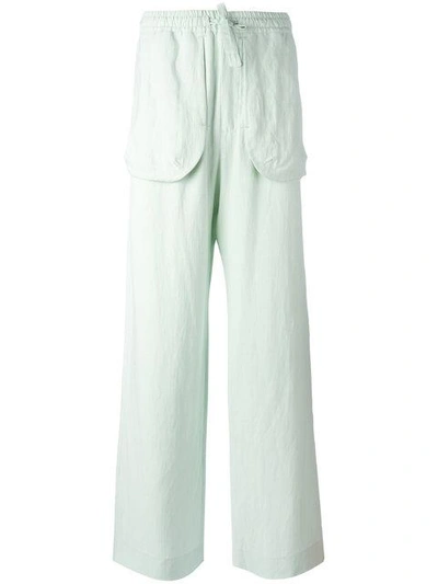 Shop Qasimi External Pockets Straight Trousers In Green