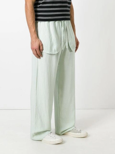 Shop Qasimi External Pockets Straight Trousers In Green