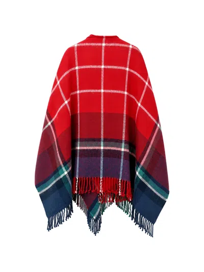 Benetton Check-pattern Fringed Cape In Multi