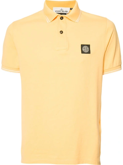 Stone Island Logo Patch Polo Shirt In Yellow & Orange