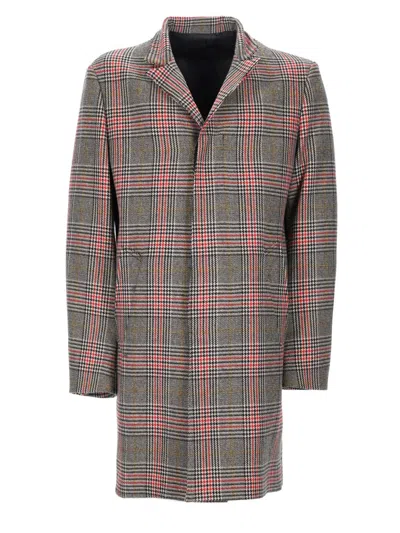 Brian Dales Mid-length Plaid Coat With Structured Collar And Tailored Fit In Multi