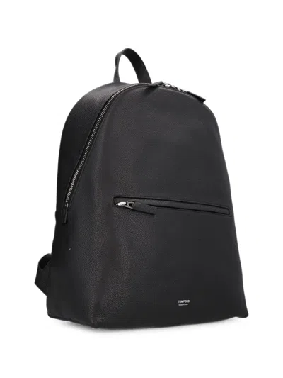 Tom Ford Grained Leather Backpack In Black
