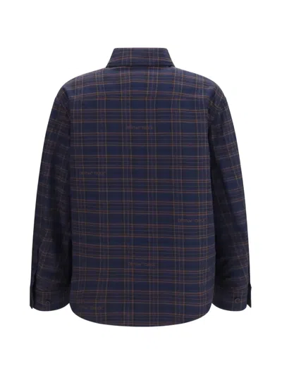Off-white Check-pattern Padded Overshirt In Blue