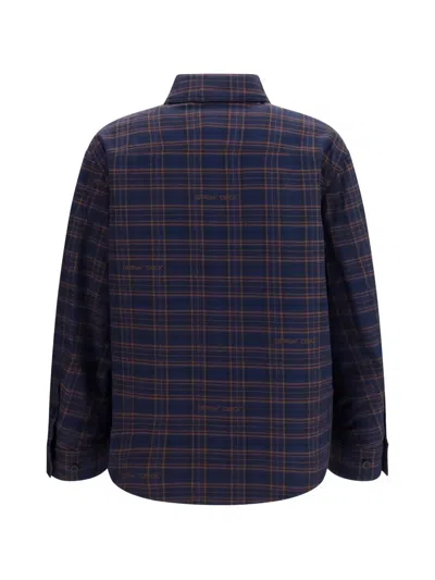 Off-white Check-pattern Padded Overshirt In Blue