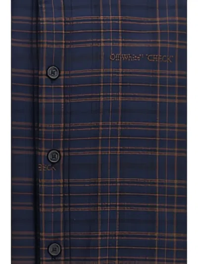 Off-white Check-pattern Padded Overshirt In Blue