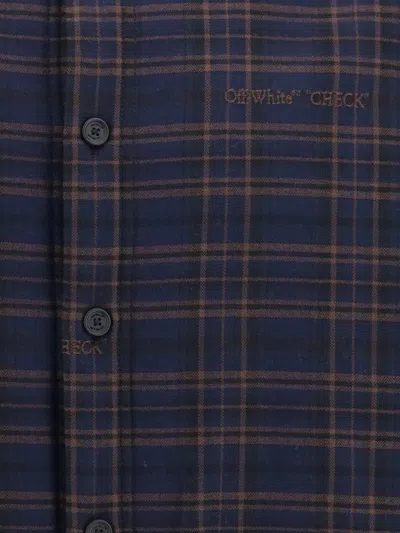 Off-white Check-pattern Padded Overshirt In Blue