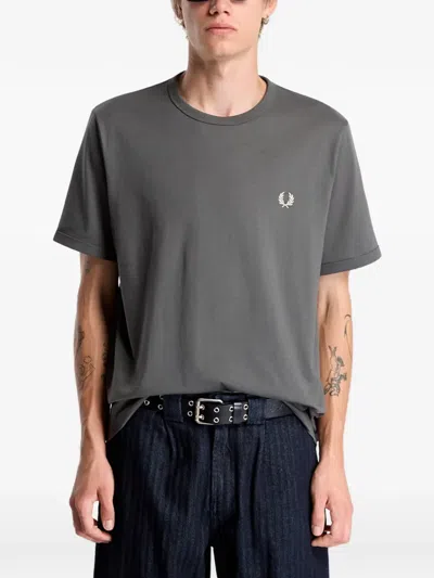 Fred Perry Ringer T-shirt In Gray