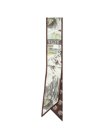 Tory Burch Forest Ribbon Tie In Neutral