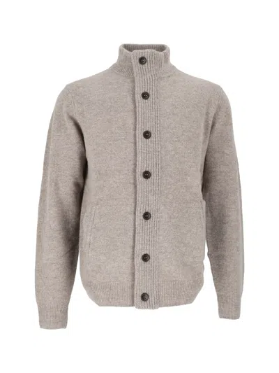 Barbour Maglia Essential Patch Zip Grigio In Gold