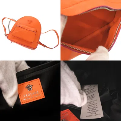 Pre-owned Versace Orange Leather Backpack ()