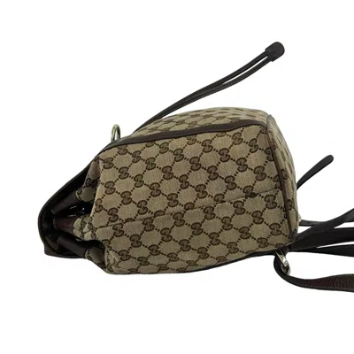 Pre-owned Gucci Brown Canvas Leather Backpack ()