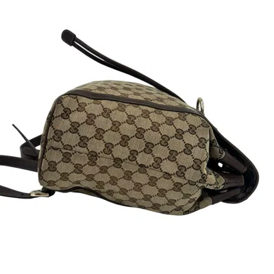 Pre-owned Gucci Brown Canvas Leather Backpack ()