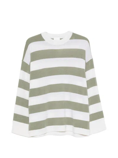 Allude Horizontal-stripe Sweater In Gray