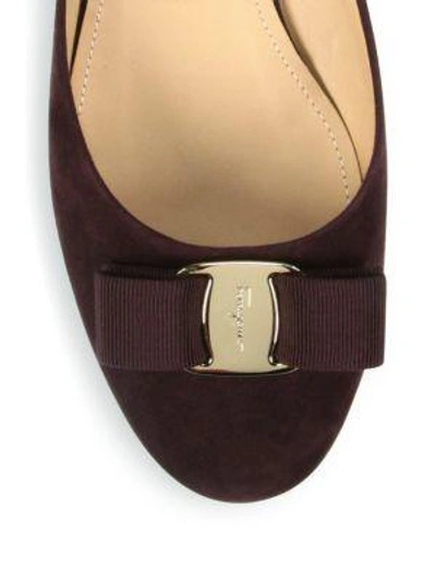 Shop Ferragamo Emile Suede Slide Flats In Dark Bordeaux