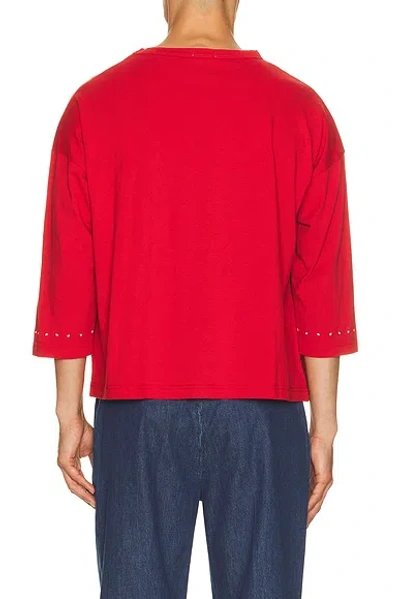 Bode Stables Graphic-print Three-quarter-sleeve T-shirt In Red
