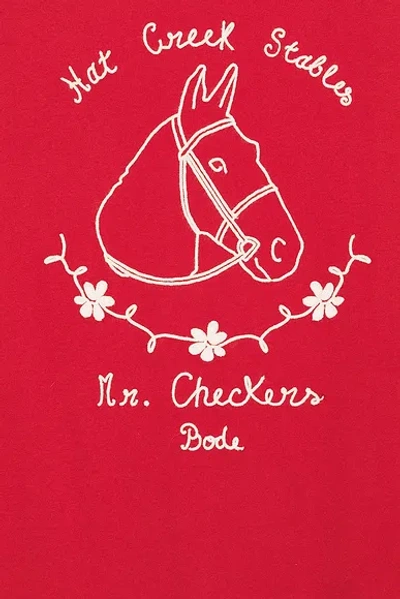 Bode Stables Graphic-print Three-quarter-sleeve T-shirt In Red