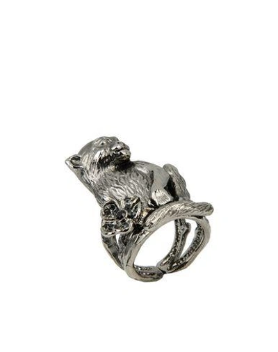 Shop Roberto Cavalli Ring In Steel Grey