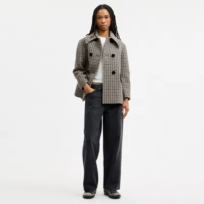 Coach Houndstooth Wool Coat In Black/white Multi
