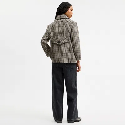 Coach Houndstooth Wool Coat In Black/white Multi