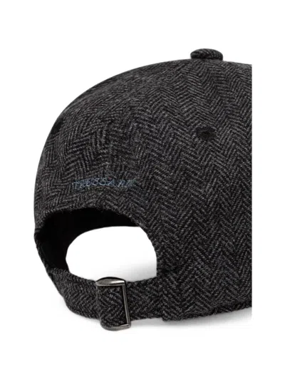 Trussardi Herringbone-pattern Baseball Cap In Black