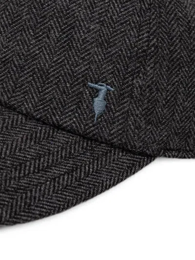 Trussardi Herringbone-pattern Baseball Cap In Black
