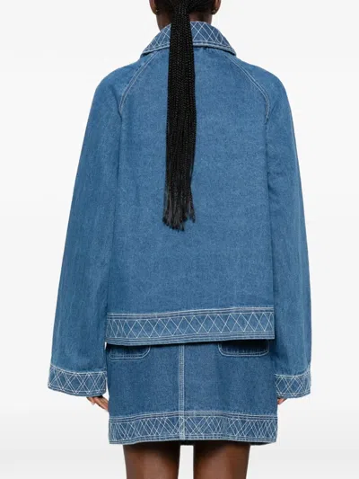 Bode Embroidered Denim Jacket In Blue