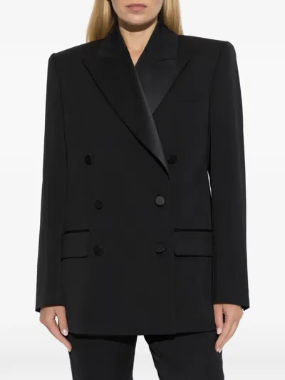 Balmain Double-breasted Wool Blazer In Black