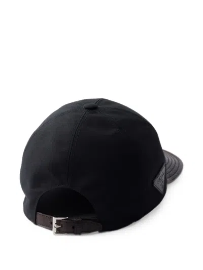 Prada Technical Cotton And Leather Baseball Cap In Multi
