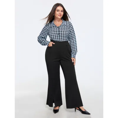 Bloomchic Stretch Split Hem Bootcut Pants In Black
