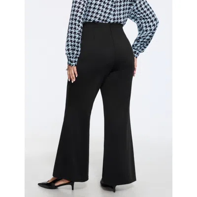Bloomchic Stretch Split Hem Bootcut Pants In Black