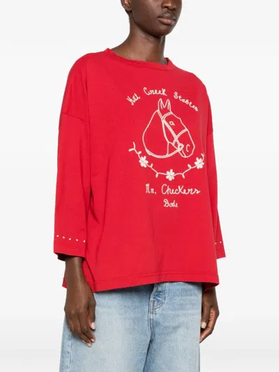 Bode Stables Embroidered T-shirt In Red