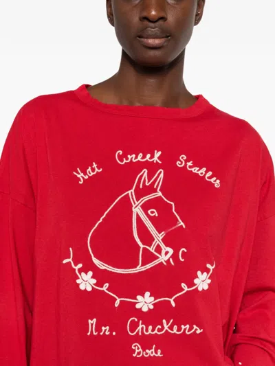 Bode Stables Embroidered T-shirt In Red