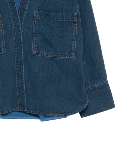 Christian Wijnants V-neck Patch-pocket Denim Jacket In Purple