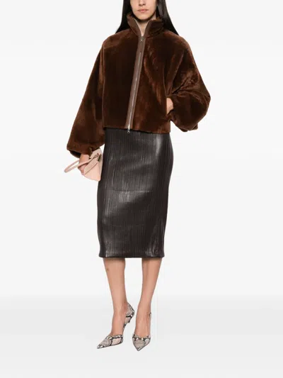 Utzon Jackson Shearling Jacket In Brown