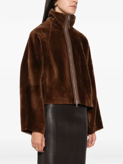 Utzon Jackson Shearling Jacket In Brown