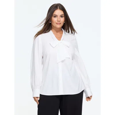 Bloomchic Solid Bow-tie Neckline Blouse In White
