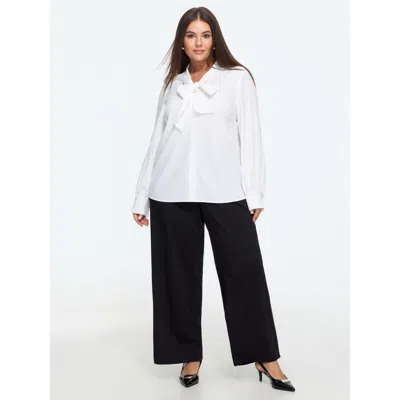 Bloomchic Solid Bow-tie Neckline Blouse In White