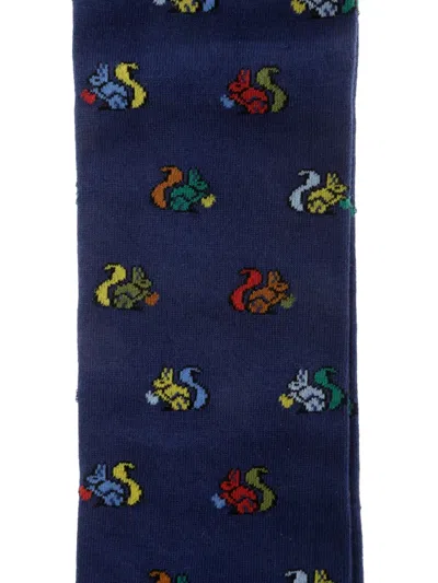 Gallo Squirrel-pattern Socks In Blue