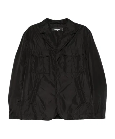 Dsquared2 Flap-pocket Buttoned Jacket In Black