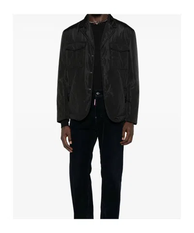 Dsquared2 Flap-pocket Buttoned Jacket In Black