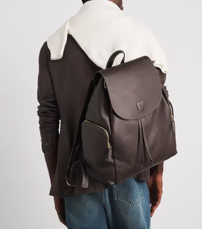 Eleventy Leather Backpack In Brown