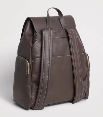 Eleventy Leather Backpack In Brown