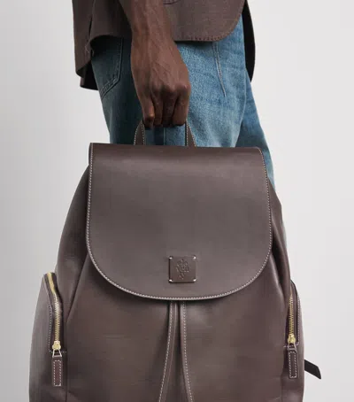 Eleventy Leather Backpack In Brown
