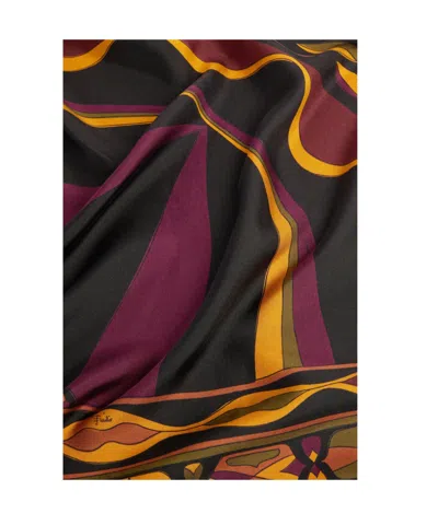 Pucci Mixed Print Silk Stole In Brown