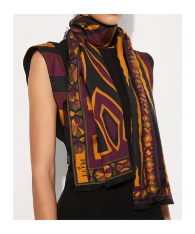 Pucci Mixed Print Silk Stole In Brown