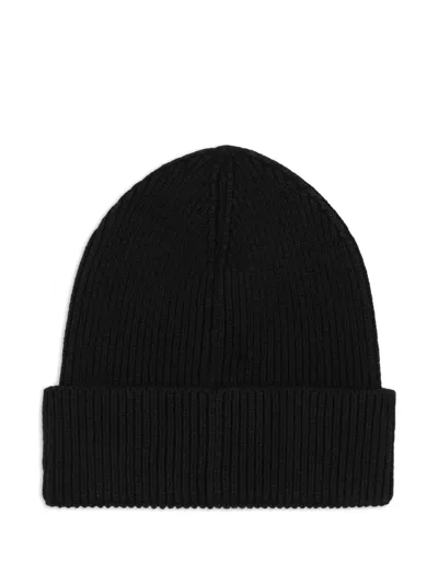 Givenchy Logo-patch Ribbed-knit Beanie Hat In Black