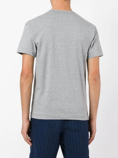 Shop Comme Des Garçons Play Double Heart T-shirt In 3 Grey