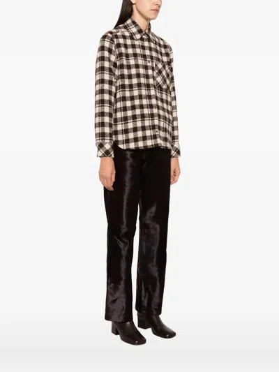 Moncler Check-pattern Button-down Jacket In Neutral
