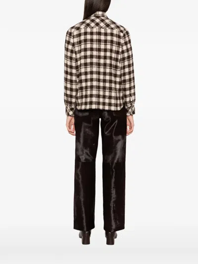 Moncler Check-pattern Button-down Jacket In Neutral