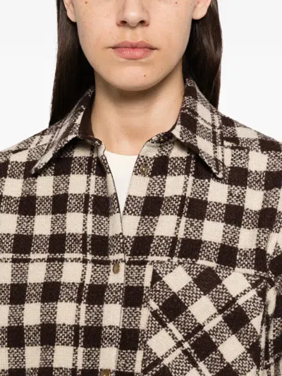 Moncler Check-pattern Button-down Jacket In Neutral